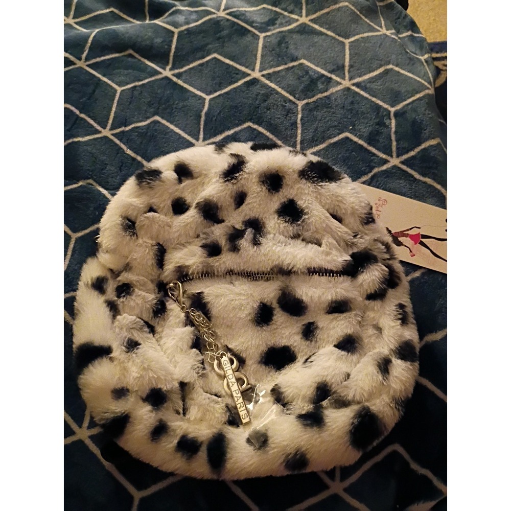 NWT Gilda Paris Vegan Fur Black & White  Mini  Back Pack
